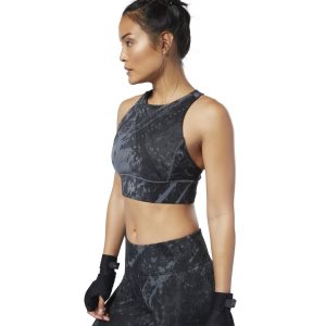 Reebok Combat Jacquard Medium-Impact Bh Damen - Schwarz - DE 596-CAJ